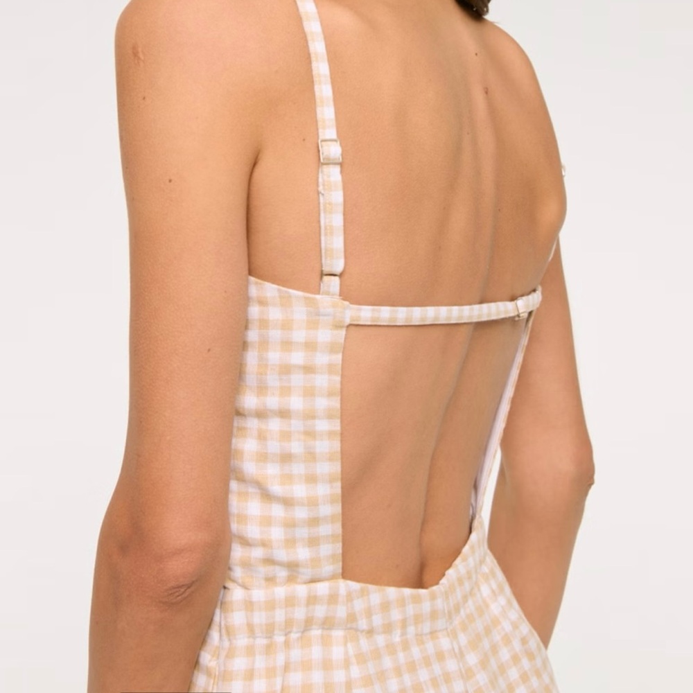 Abercrombie & Fitch Gingham Yellow Romper Size M - Picture 2 of 5